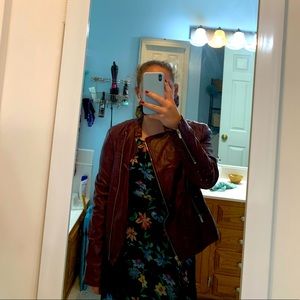 Reddish purple leather jacket